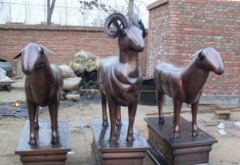 福建绵羊铸铜雕塑，仿铜动物雕塑