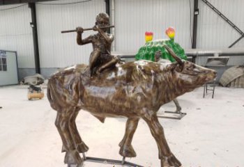 福建五大牧童骑牛铜雕塑