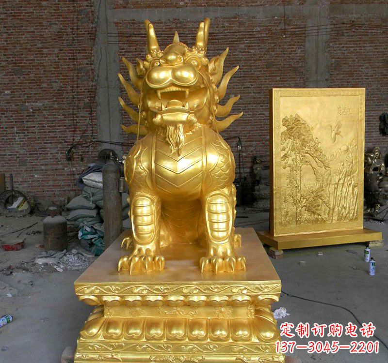 福建传统雅致,纳福麒麟铜雕精品