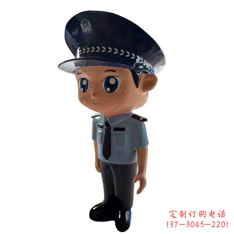 福建全新警察玻璃钢卡通雕塑