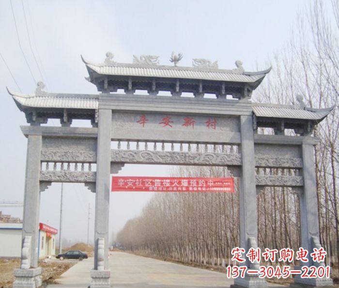 福建牌坊三门石雕,品质无双