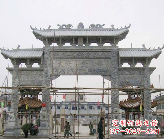 福建专业定制农村三门牌坊石雕