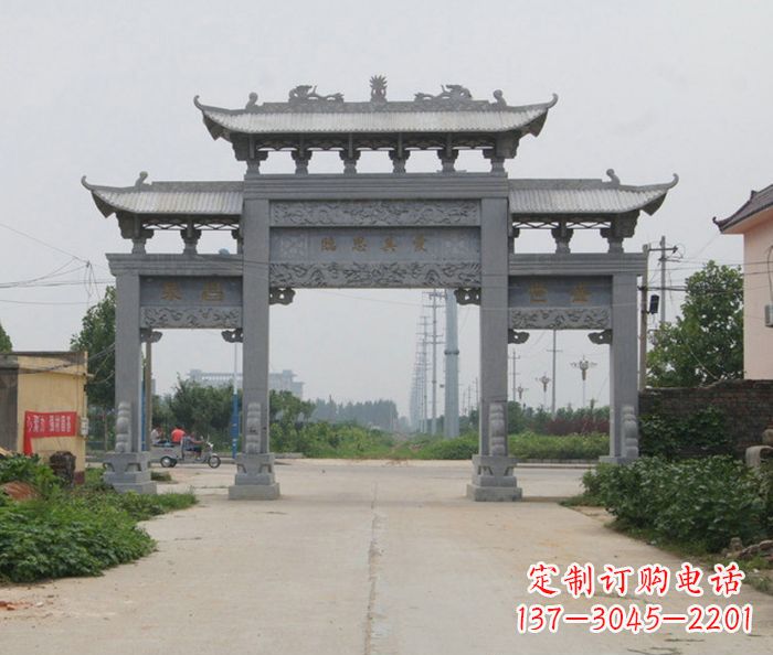 福建艺术雕塑牌坊精美装饰农村的美丽