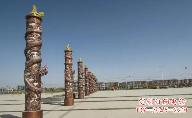 福建中领雕塑|专业定制盘龙柱广场柱子铜雕