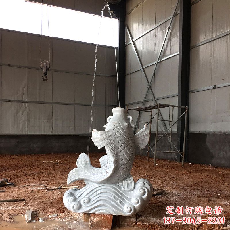 福建汉白玉石鲤鱼雕塑,让你的梦想成真!