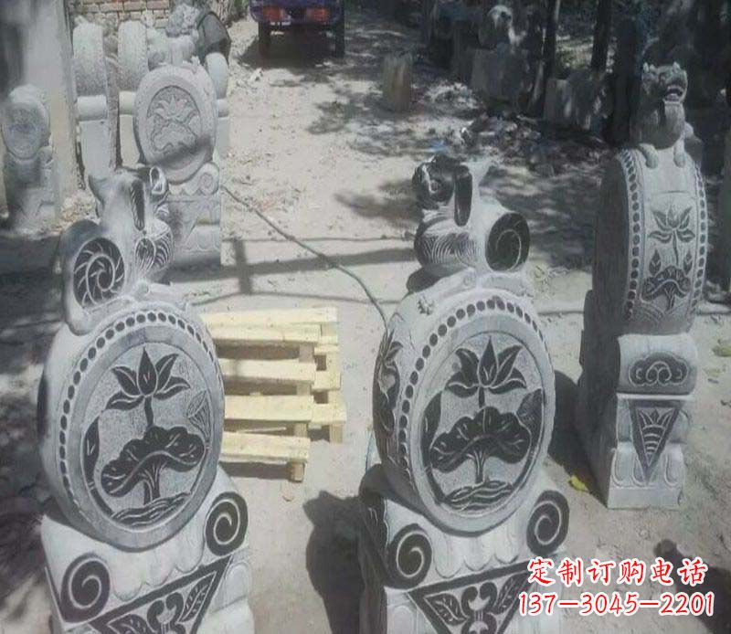 福建貔貅抱鼓石招财石门墩石雕
