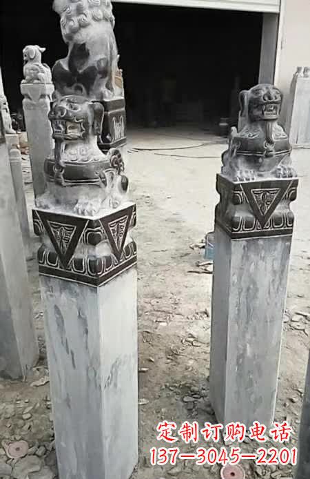 福建精美的貔貅栓马桩雕塑