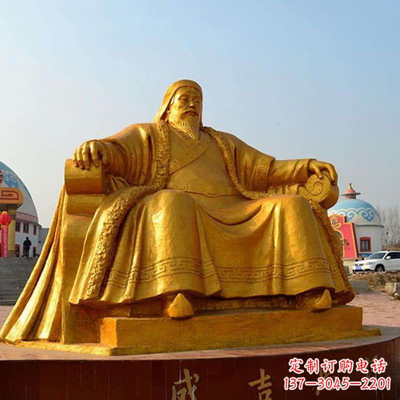 福建雕刻古代传奇军事家成吉思汗铜雕像