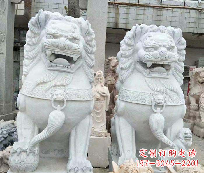 福建企业景观大理石狮子石雕 (3)
