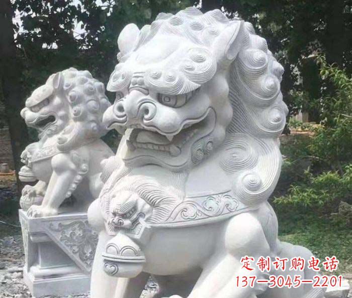 福建企业景观大理石狮子石雕 (4)