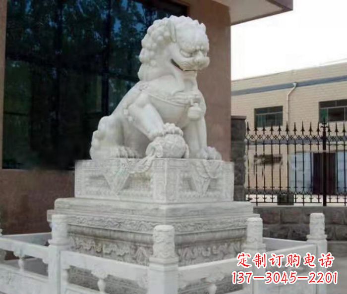 福建企业景观大理石狮子石雕 (10)