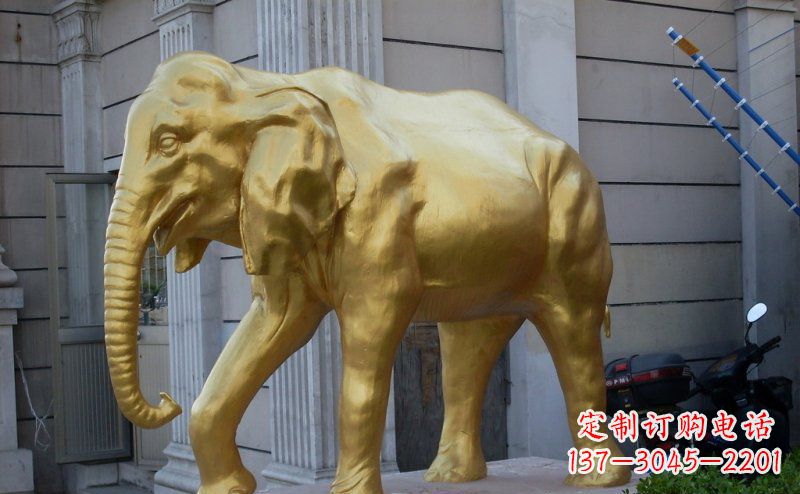 福建企业门口大象铜雕 (2)