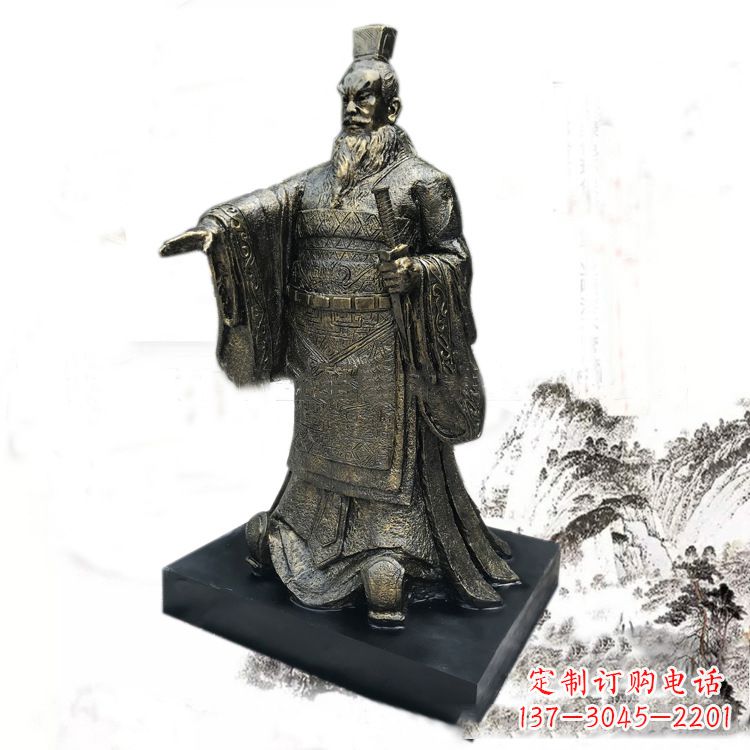 福建秦始皇玻璃钢仿铜雕塑
