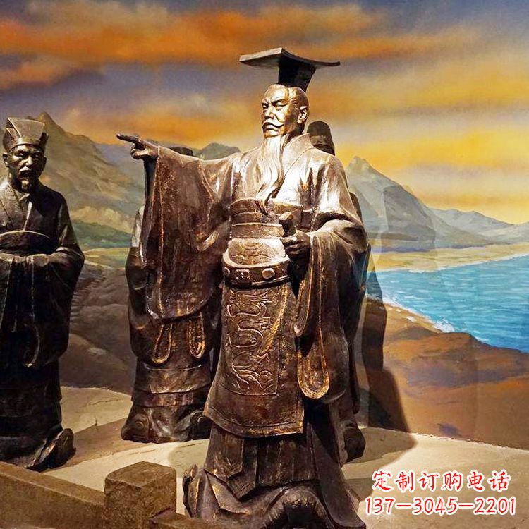 福建中领雕塑-精美秦始皇大型铜雕像