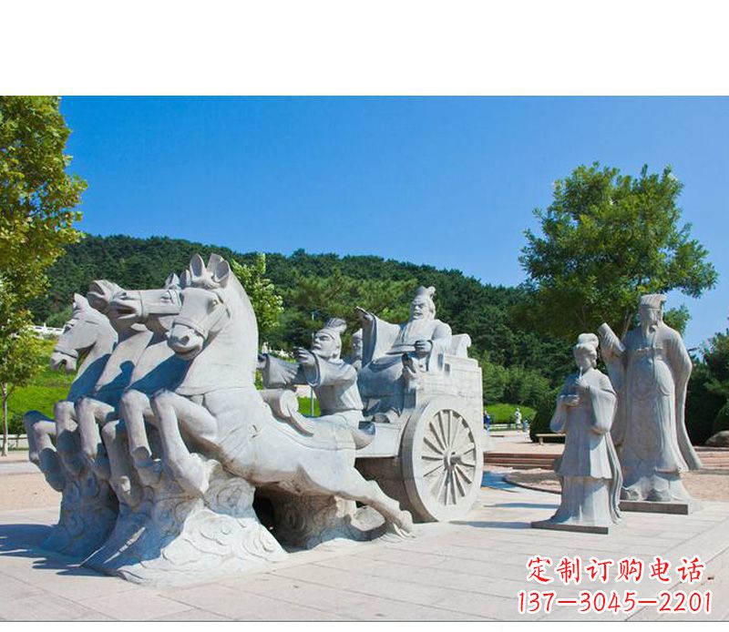 福建秦始皇坐马车石雕悉心打造雕塑艺术之精髓