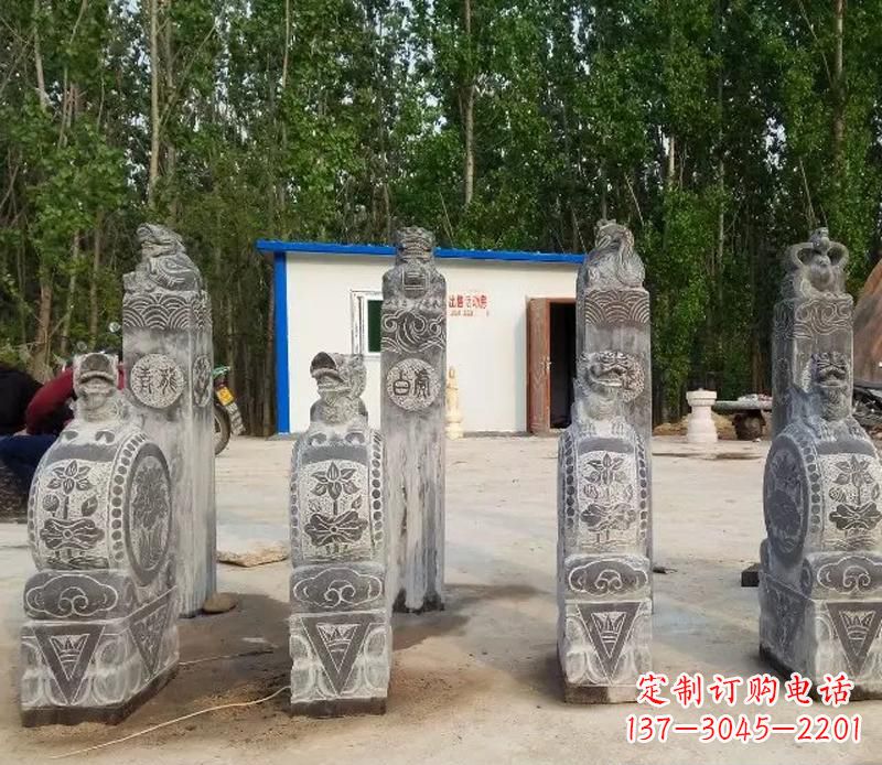 福建青石抱鼓石门墩雕塑