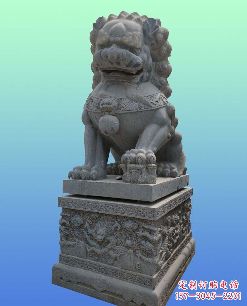 福建传统工艺与现代美感完美结合的青石狮子雕塑