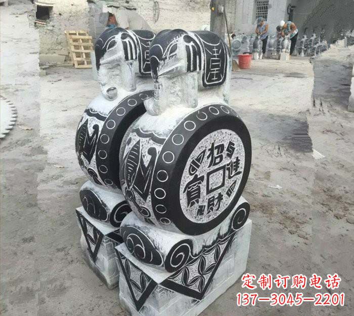 福建华丽雅致!青石仿古招财进宝大象门墩