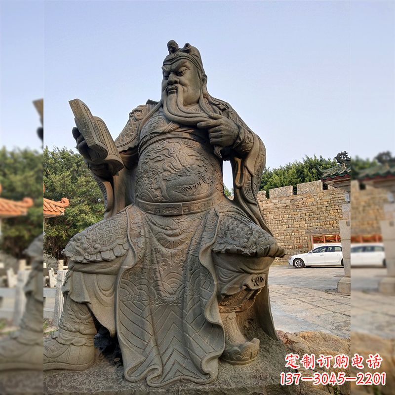 福建青石关公雕塑,让您的家居更加古典优雅