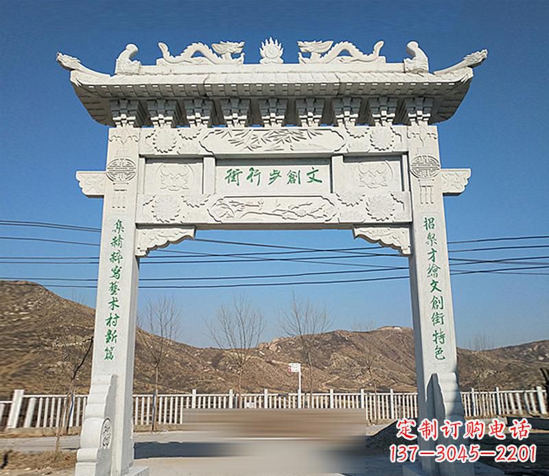 福建青石建筑单门牌坊雕塑
