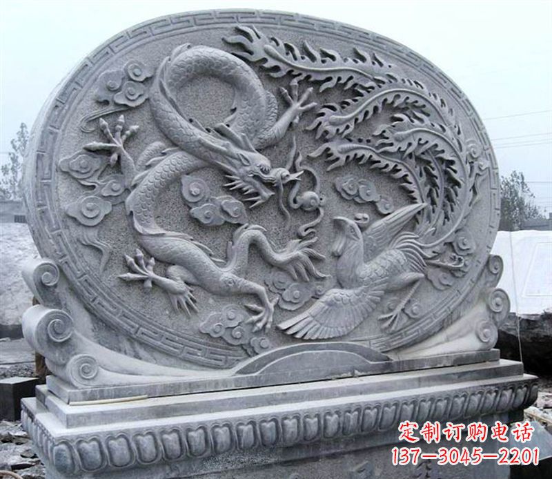 福建青石古典美——龙凤呈祥雕塑