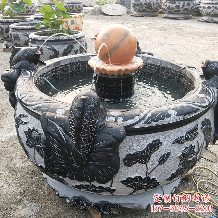 福建青石鱼缸雕塑,装点您的生活