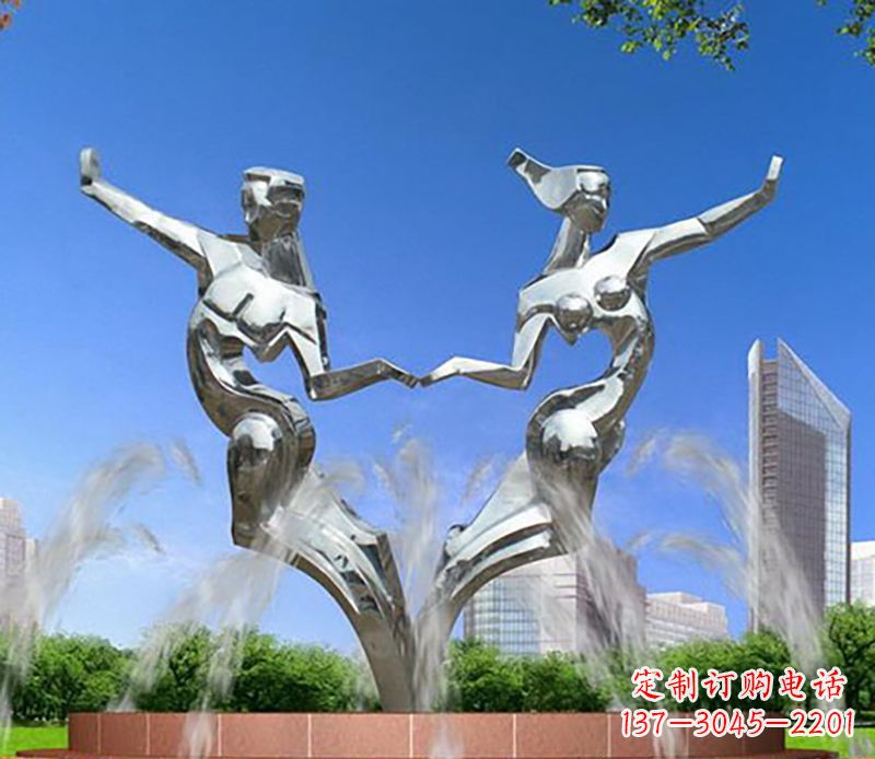 福建爱情镌刻,不锈钢抽象情侣雕塑