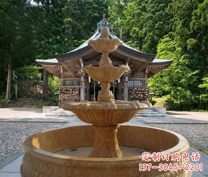 福建中领雕塑:三层喷泉石雕,高雅恢宏气派