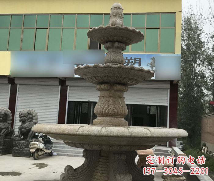 福建三层砂岩喷泉欧式石雕,定制专属你的雕塑