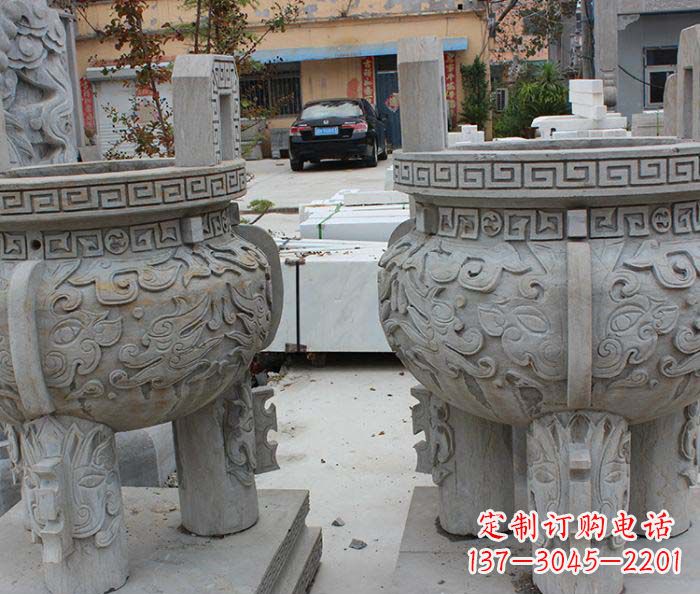 福建仿古足香炉石雕,带来温馨家居气息