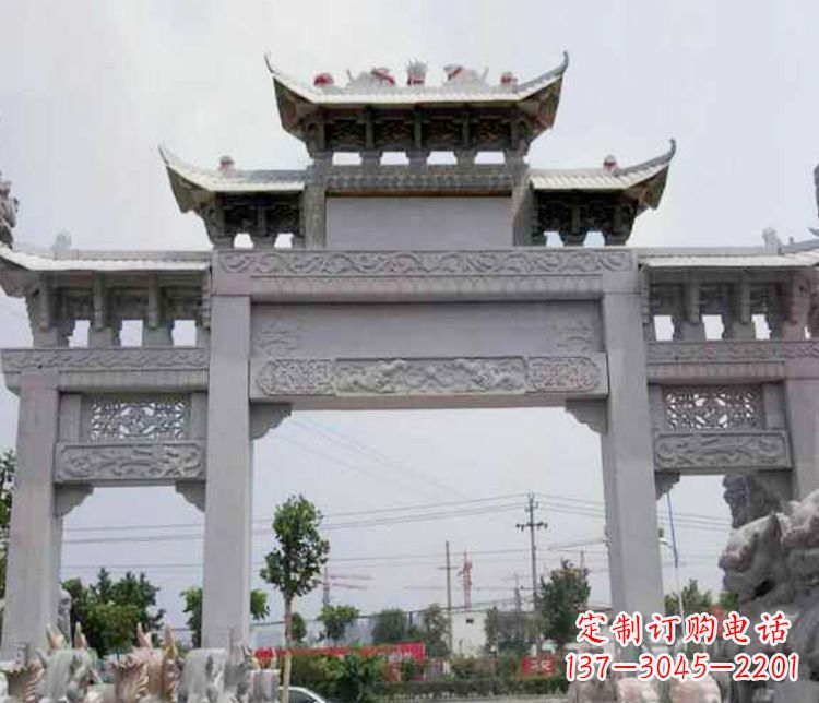 福建中领雕塑-三门牌坊大理石石雕