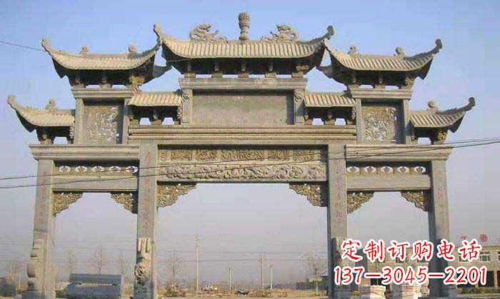 福建特色街角石雕牌坊精致典雅的装点