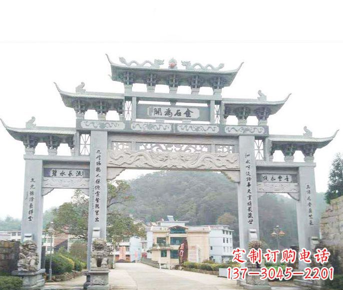 福建三门五楼石牌坊石雕——精美精致的多层次雕刻