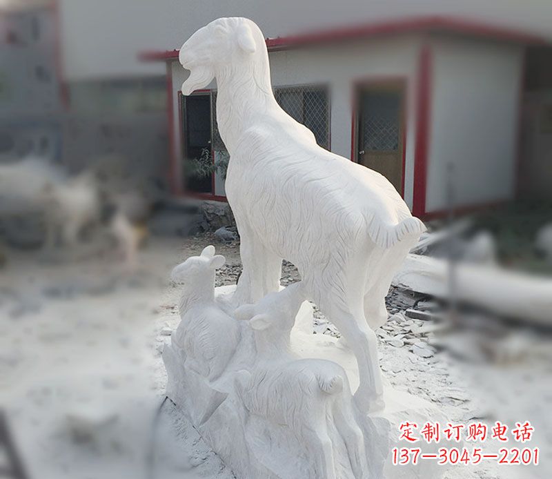 福建三羊开泰石雕动物摆件,让你的家中充满招财运