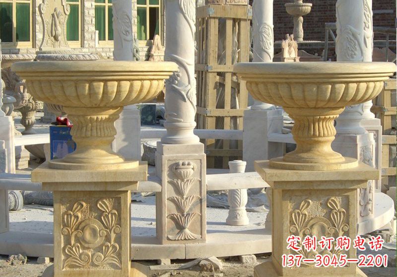 福建流动性的砂岩花盆雕塑