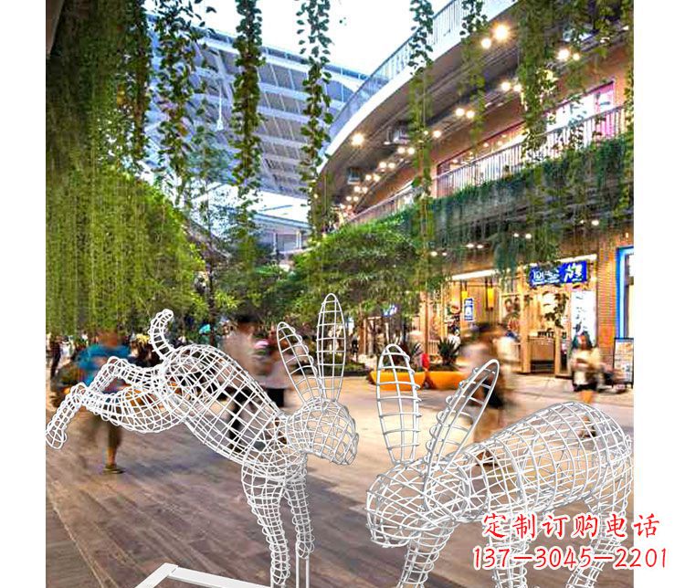 福建商场休闲镂空兔子不锈钢雕塑