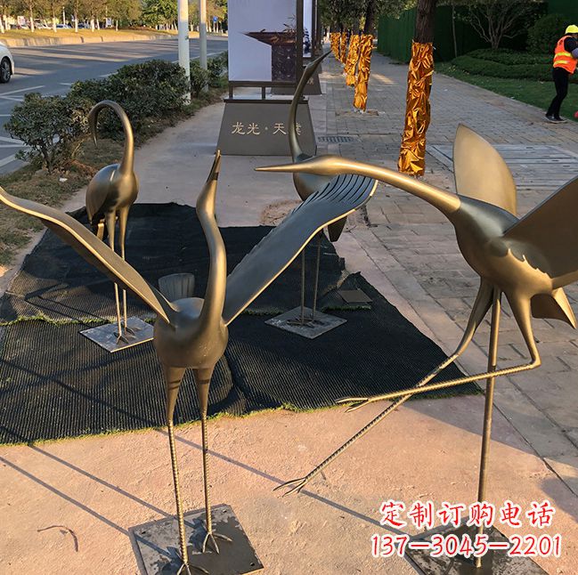 福建上海不锈钢动物鹤雕塑,精美绝伦