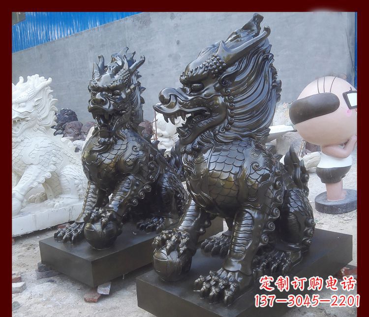 福建中领雕塑的麒麟铜雕是塑造精美的工艺结果。…