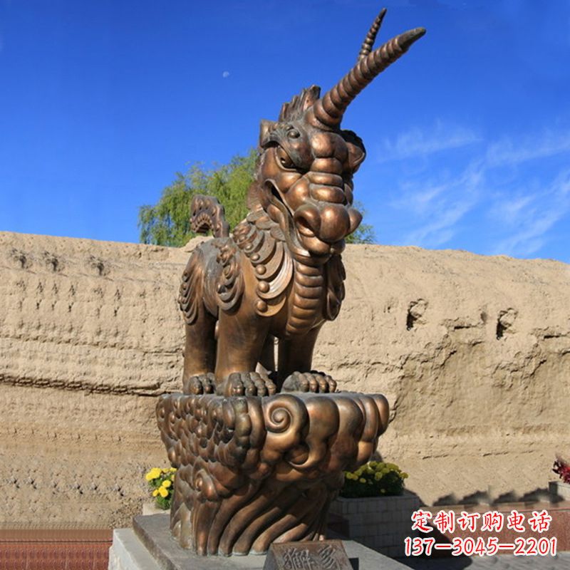 福建神兽獬豸古铜雕塑摆件