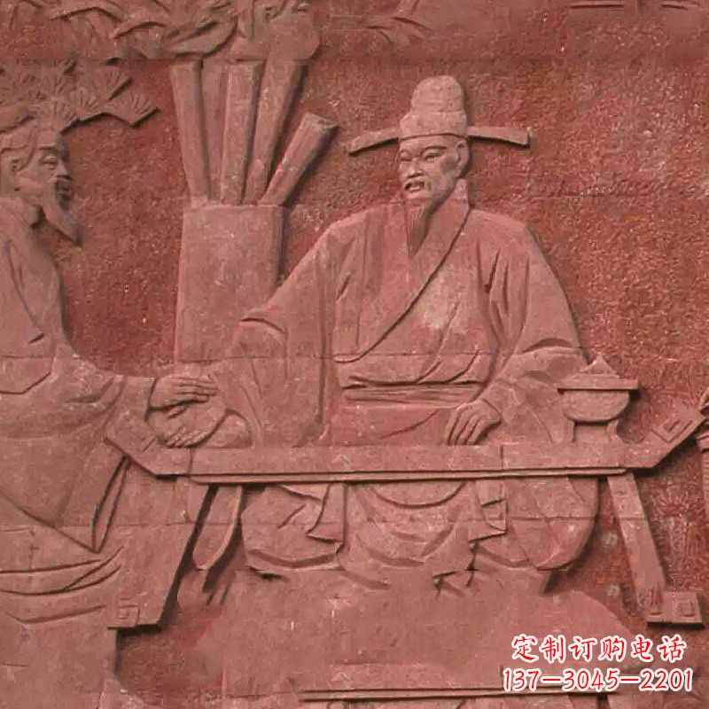 福建沈括砂岩浮雕,重现学校历史名人壁画