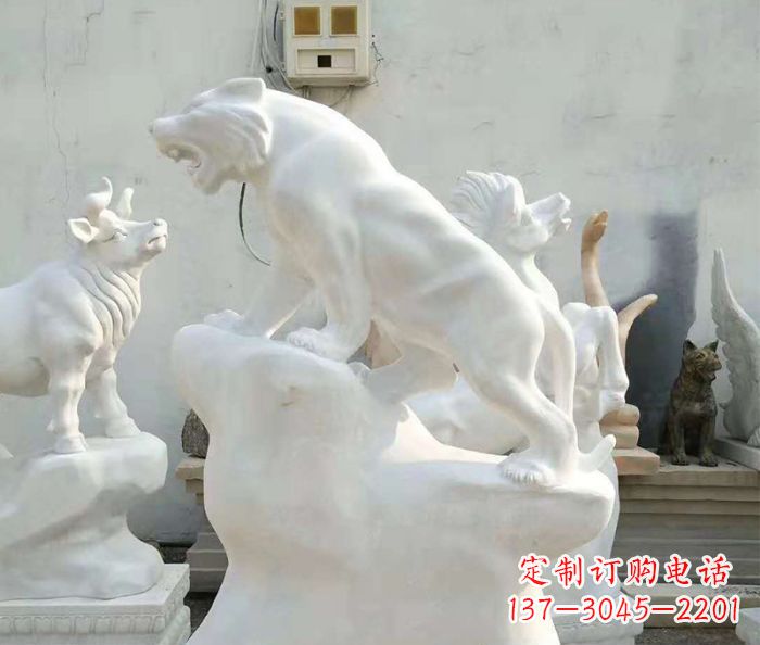 福建中领雕塑:汉白玉老虎雕塑