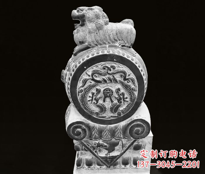 福建中领雕塑狮子石抱鼓仿古石门墩