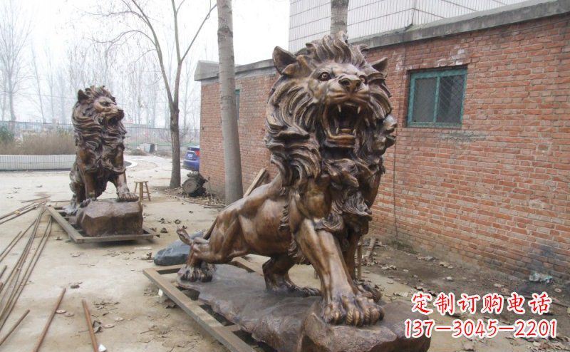 福建狮子企业动物铜雕