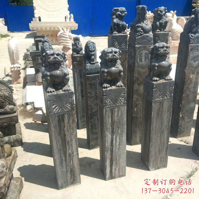 福建狮子拴马桩雕塑,展现国之雄风