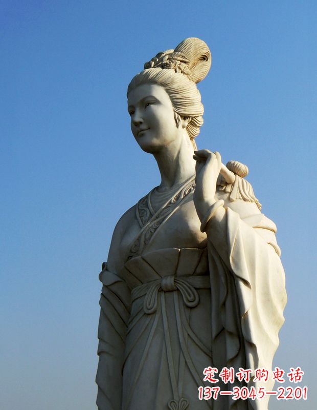 福建十二花神九月菊花庞苏汉白玉美女雕像