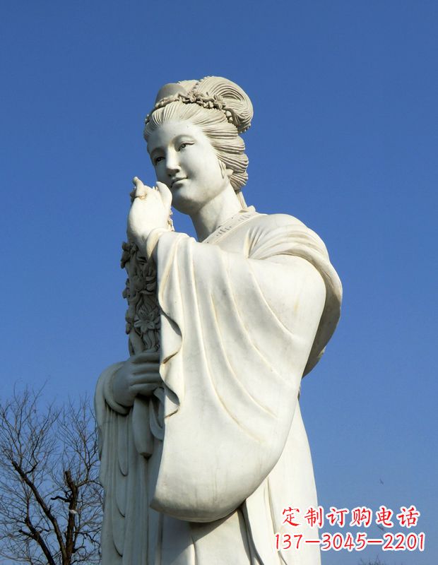 福建十二花神之三月桃花息夫人汉白玉精美美女雕像