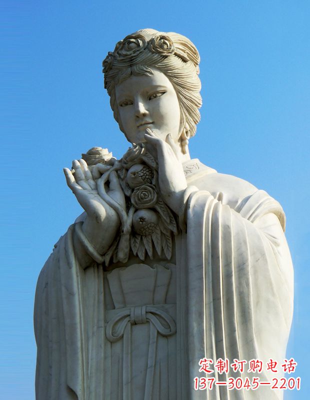 福建石榴之美——十二花神之五月石榴李氏汉白玉古代美女雕像