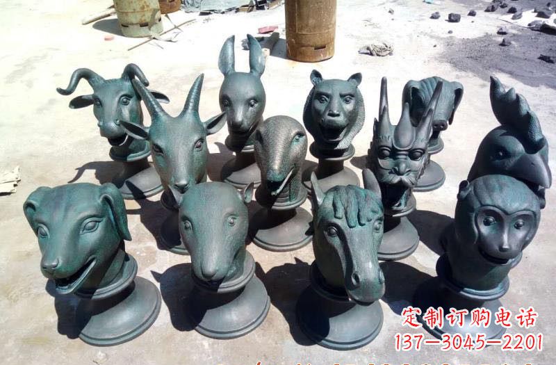 福建精美十二生肖铜头像雕塑