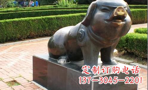 福建古典中国十二生肖猪铜雕塑
