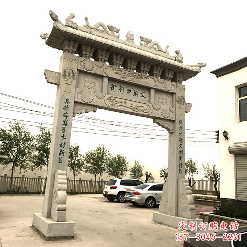 福建欣赏古老石材牌坊雕塑